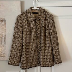 Dana Buchman Brown and Tan Tweed Jacket